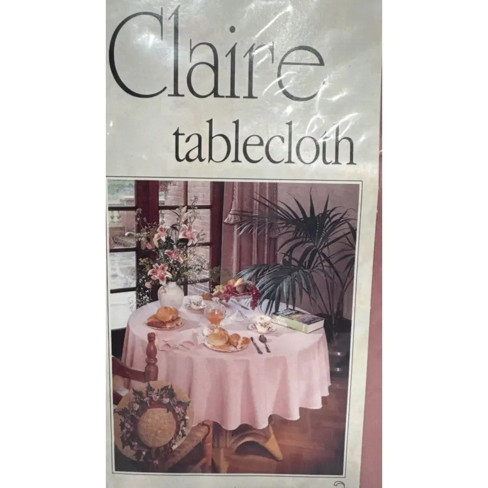 VTG Claire Tablecloth Rose Pink 67” X 88” Rectangle Stain Release Great Britain